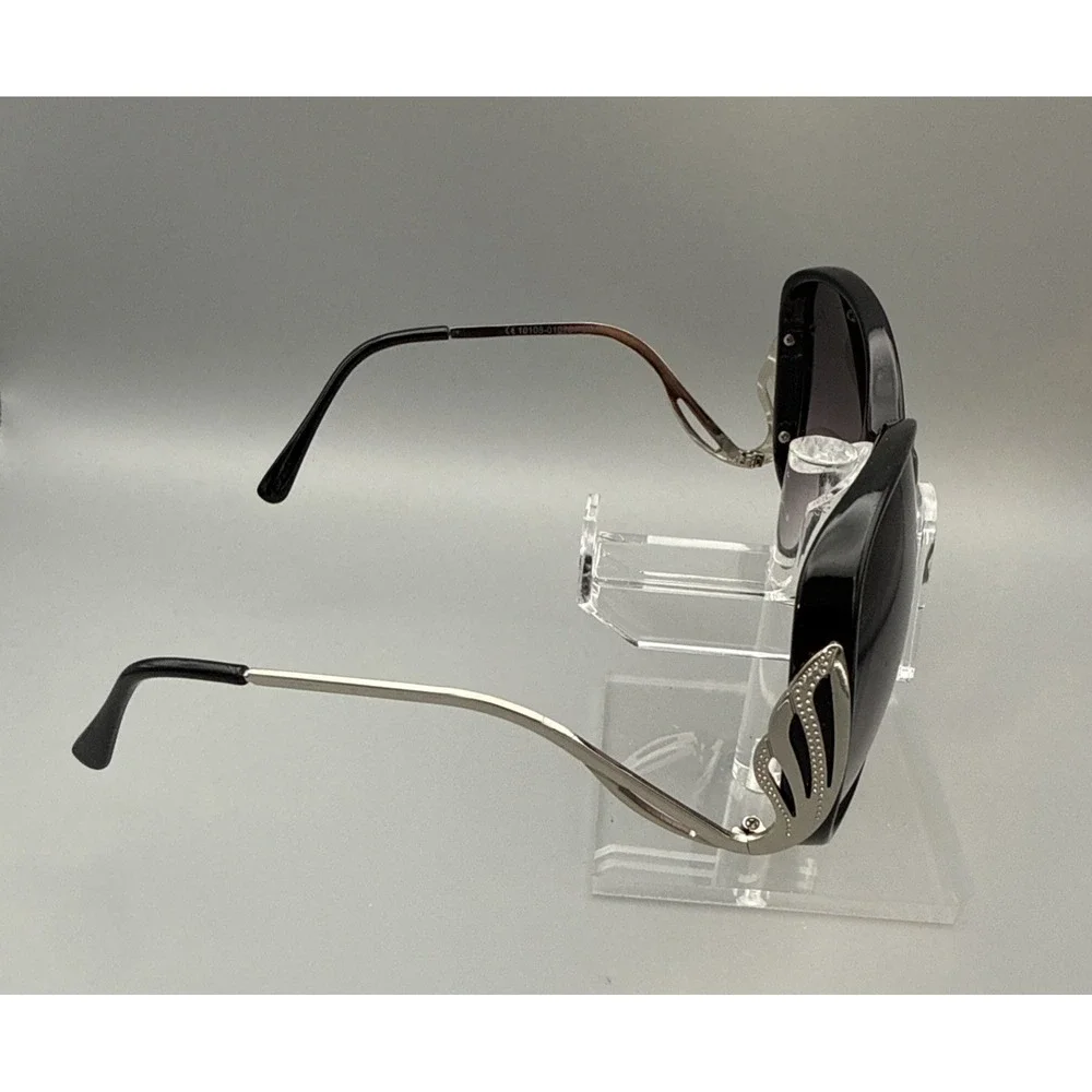 Baroque Oversize Vintage Square black/Silver Sunglasses-butterfly arms-Italy